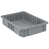Divider Box&reg; Containers, Plastic, 16.5" W x 10.9" D x 3.5" H, Grey Fastek