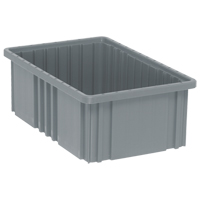 Divider Box&reg; Containers, Plastic, 16.5" W x 10.9" D x 6" H, Grey Fastek