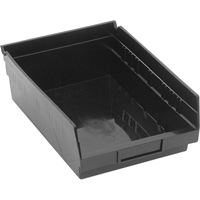 Shelf Bins, 8-3/8" W x 4" H x 11-5/8" D, Black, 30 lbs. Capacity Fastek