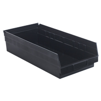 Economy Shelf Bin, 8-3/8" W x 4" H x 17-7/8" D, Black Fastek