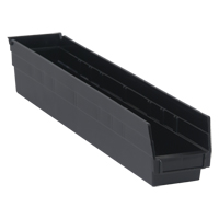 Economy Shelf Bin, 4-1/8" W x 4" H x 23-5/8" D, Black Fastek