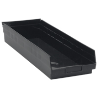 Economy Shelf Bin, 8-3/8" W x 4" H x 23-5/8" D, Black, 60 lbs. Capacity Fastek