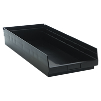 Economy Shelf Bin, 11-1/8" W x 4" H x 23-5/8" D, Black, 60 lbs. Capacity Fastek
