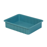 Divider Box&reg; Containers, Polyethylene, 22.4" W x 17.4" D x 5" H, Light Blue Fastek