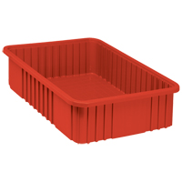 Contenants Divider Box, Plastique, 22,5" la x 17,5" p x 6" h, Rouge Fastek