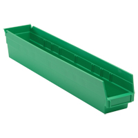 Economy Shelf Bin, 4-1/8" W x 4" H x 23-5/8" D, Green Fastek