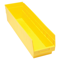 Bacs en plastique pour &eacute;tag&egrave;res Store More, 6-5/8" la x 6" H x 23-5/8" p, Jaune, Capacit&eacute; 90 lb Fastek