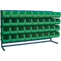 Louvered Rack with Bins, 36 Bins, 72" W x 15" D x 40" H Fastek