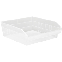 Shelf Bins, 11-1/8" W x 4" H x 11-5/8" D, Clear, 30 lbs. Capacity Fastek
