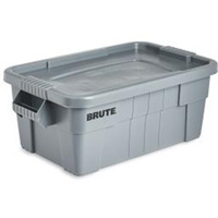 Brute Storage Tote with Lid, 27.88” D x 16.5” W x 10.7" H, 112 llbs. Capacity, Grey Fastek