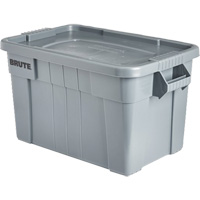 Brute Storage Tote with Lid, 27.88” D x 17.38” W x 15.13” H, 160 lbs. Capacity, Grey Fastek