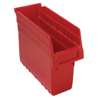 Store-Max Shelf Bins, 4-3/8" W x 8" H x 11-5/8" D, Red, 44 lbs. Capacity Fastek