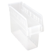 Store-Max Shelf Bins, 4-3/8" W x 8" H x 11-5/8" D, Clear, 44 lbs. Capacity Fastek