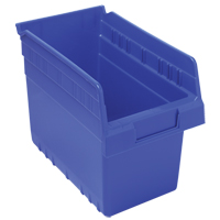 Store-Max Shelf Bins, 6-5/8" W x 8" H x 11-5/8" D, Blue, 44 lbs. Capacity Fastek