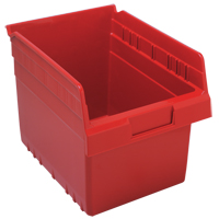 Store-Max Shelf Bins, 8-3/8" W x 8" H x 11-5/8" D, Red, 44 lbs. Capacity Fastek