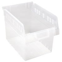 Store-Max Shelf Bins, 8-3/8" W x 8" H x 11-5/8" D, Clear, 44 lbs. Capacity Fastek