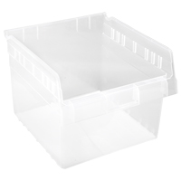 Store-Max Shelf Bins, 11-1/8" W x 8" H x 11-5/8" D, Clear, 44 lbs. Capacity Fastek