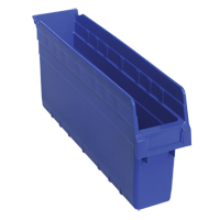 Store-Max Shelf Bins, 4-3/8" W x 8" H x 17-7/8" D, Blue, 56 lbs. Capacity Fastek