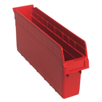 Store-Max Shelf Bins, 4-3/8" W x 8" H x 17-7/8" D, Red, 56 lbs. Capacity Fastek