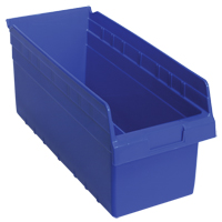 Store-Max Shelf Bins, 8-3/8" W x 8" H x 17-7/8" D, Blue, 56 lbs. Capacity Fastek