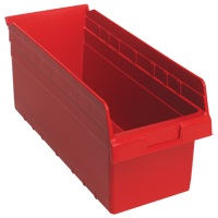 Store-Max Shelf Bins, 8-3/8" W x 8" H x 17-7/8" D, Red, 56 lbs. Capacity Fastek