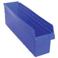 Store-Max Shelf Bins, 6-5/8" W x 8" H x 23-5/8" D, Blue, 68 lbs. Capacity CF900 | Fastek