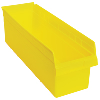 Store-Max Shelf Bins, 8-3/8" W x 8" H x 23-5/8" D, Yellow, 68 lbs. Capacity CF906 | Fastek
