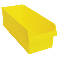 Store-Max Shelf Bins, 11-1/8" W x 8" H x 23-5/8" D, Yellow, 68 lbs. Capacity Fastek