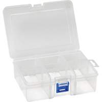 Plastic Compartment Box, 4.75" W x 6.75" D x 2.25" H, 6 Compartments Fastek