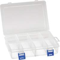 Plastic Compartment Box, 5.5" W x 7.75" D x 1.75" H, 8 Compartments Fastek