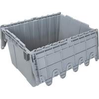 Contenant de distribution en plastique avec dessus basculant, 21,65" x 15,5" x 12,5", Gris Fastek