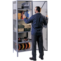 Wire Mesh Cabinet, Steel, 4 Shelves, 78" H x 24" W x 21" D, Grey FB015 | Fastek