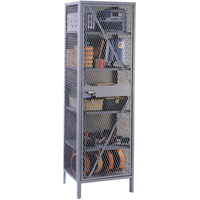 Wire Mesh Cabinet, Steel, 4 Shelves, 78" H x 24" W x 21" D, Grey FB015 | Fastek