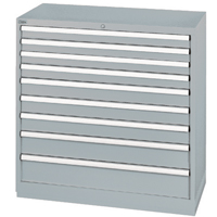 Drawer Cabinets, 9 Drawers, 40-1/4" W x 22-1/2" D x 41-3/4" H, Grey Fastek