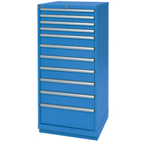 Drawer Cabinets, 11 Drawers, 28-1/4" W x 28-1/2" D x 59-1/2" H, Bright blue Fastek