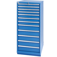 Drawer Cabinets, 12 Drawers, 28-1/4" W x 28-1/2" D x 59-1/2" H, Bright blue Fastek