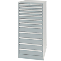 Drawer Cabinets, 12 Drawers, 28-1/4" W x 28-1/2" D x 59-1/2" H, Grey Fastek