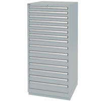 Drawer Cabinets, 15 Drawers, 28-1/4" W x 28-1/2" D x 59-1/2" H, Grey Fastek