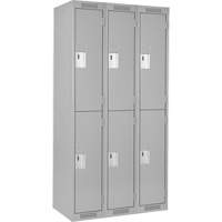 Clean Line Lockers, 2 -tier, Bank of 3, 36" x 18" x 72", Steel, Grey, Rivet (Assembled) Fastek