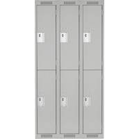Clean Line Lockers, 2 -tier, Bank of 3, 36" x 18" x 72", Steel, Grey, Rivet (Assembled) Fastek