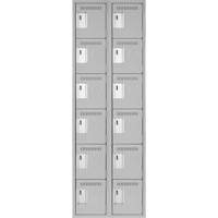 Clean Line Lockerettes, 6 -tier, Bank of 2, 24" x 18" x 72", Steel, Grey, Rivet (Assembled) Fastek