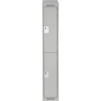 Clean Line Lockers, 2 -tier, 12" x 18" x 78", Steel, Grey, Rivet (Assembled) Fastek