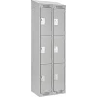 Clean Line Lockers, 3 -tier, Bank of 2, 24" x 18" x 78", Steel, Grey, Rivet (Assembled) Fastek