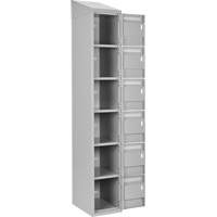 Clean Line Lockerette , 6 -tier, Bank of 4, 48" x 18" x 78", Steel, Grey, Rivet (Assembled) Fastek