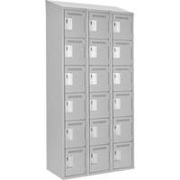 Clean Line Lockerette , 6 -tier, Bank of 3, 36" x 18" x 78", Steel, Grey, Rivet (Assembled) Fastek
