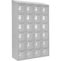 Clean Line Lockerette , 6 -tier, Bank of 4, 48" x 18" x 78", Steel, Grey, Rivet (Assembled) Fastek