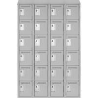 Clean Line Lockerette , 6 -tier, Bank of 4, 48" x 18" x 78", Steel, Grey, Rivet (Assembled) Fastek