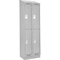 Clean Line Lockers, 2 -tier, Bank of 2, 24" x 18" x 82", Steel, Grey, Rivet (Assembled) Fastek