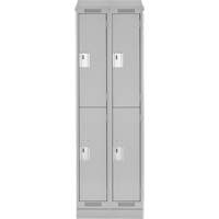 Clean Line Lockers, 2 -tier, Bank of 2, 24" x 18" x 82", Steel, Grey, Rivet (Assembled) Fastek