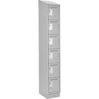 Clean Line Lockerette, 6 -tier, 12" x 18" x 82", Steel, Grey, Rivet (Assembled) Fastek